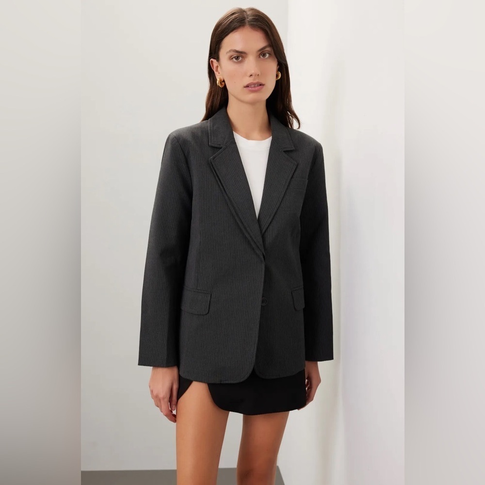 Moon River - Double layer jacket -Grey Charcoal Pinstripe Blazer -RTR size Med